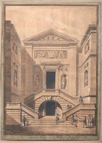 Gustave TARAVAL (Stockholm 1738-Paris 1794) Projet pour l'hôpital de la Charité Plume,...