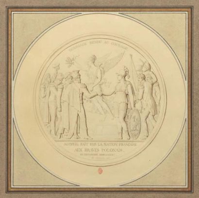 Johann Bernardus DUVIVIER Bruges 1762 - Paris 1837 Projet de médaille: Hommage rendu...