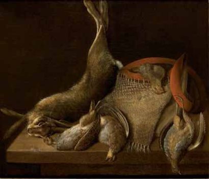 Attribué à William Gowe FERGUSON (Ecosse 1632-Londres 1695) Nature morte au lièvre...