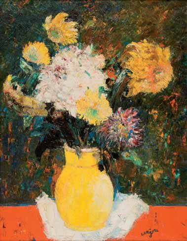 Bernard LORJOU (1908-1986) Bouquet de chrysanthèmes Huile sur toile, signée en bas...