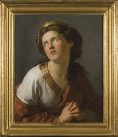 Jean Joseph TAILLASSON (Bordeaux 1745- Paris 1809) Femme éplorée Toile 55x46 cm Signé...