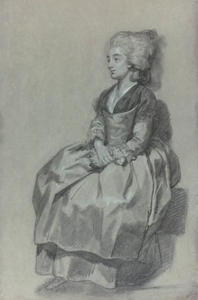 HOIN Jean-Baptiste (Attribué à) Dijon 1750 - 1817 Étude de jeune femme assise Pierre...