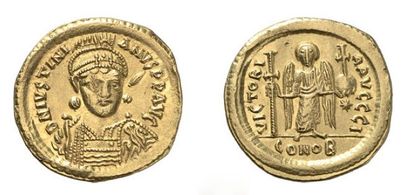 null JUSTINIEN I LE GRAND. Solidus. Constantinople, 527-538. 4.412g, 6h. DOC 3. Presque...