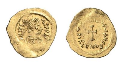 null MAURICE I TIBERE. Tremissis. Constantinople, 582-602. 1.524g, 6h. DOC 14. Très...