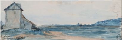 RAFFET Auguste 
Vue du Havre
Crayon et aquarelle
Daté en bas à gauche Juin - Juillet...