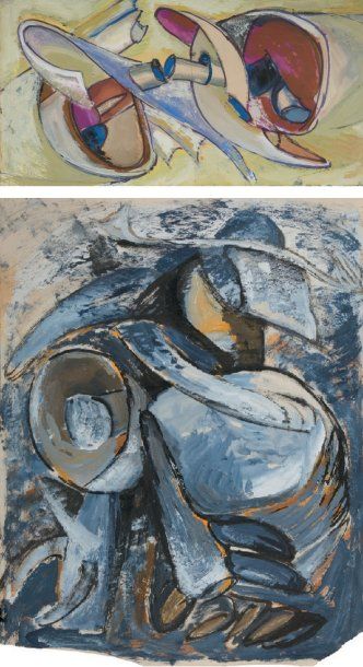 Ruth Francken SANS TITRE, 1953. SÉRIE : FRÜHE BILDER. Deux peintures sur papier....
