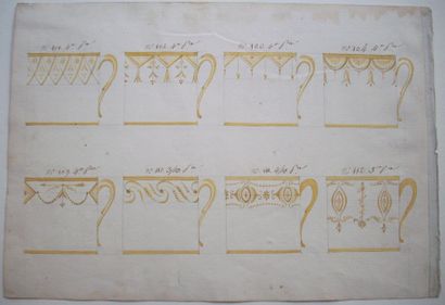 École FRANÇAISE de la fin du XVIIIe siècle 1- Six projets de tasses
Graphite et aquarelle....