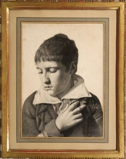 Louis Léopold BOILLY (1761-1845) Portrait d'enfant tourné vers la gauche. Pierre...