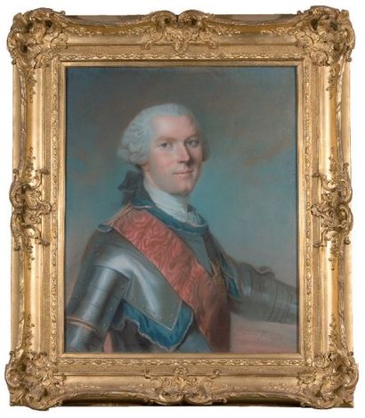 Louis VIGEE (Paris 1715-1767) Portrait d'Adrien-Louis de Bonnières, comte de Souastre,...