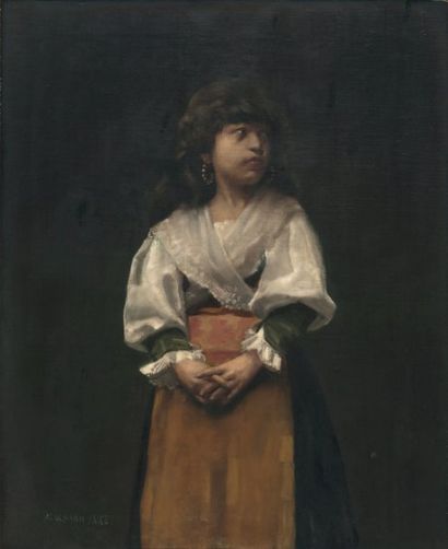 RAOUL ANDRÉ ULMANN 1867-1907 Jeune paysanne, 1883 Huile sur toile, signée et datée...