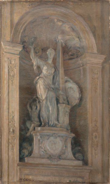 MAURICE LOBRE 1862-1951 La Renommée (Versailles),1916. Huile sur toile, signée et...
