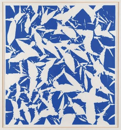 SIMON HANTAI ( 1922 - 2008) Formes bleues.
H. 63 - L. 58 cm.
Sérigraphie en couleurs....