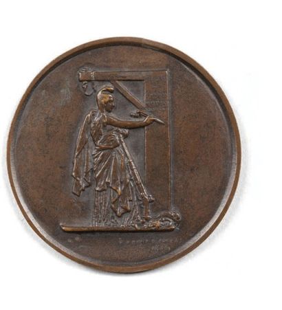 David D'ANGERS (1788-1856) Médaille biface à patine brune, relative aux massacres...