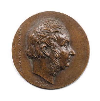 David D'ANGERS (1788-1856) «Maréchal Jourdan»
Médaillon en bronze à patine brune,...
