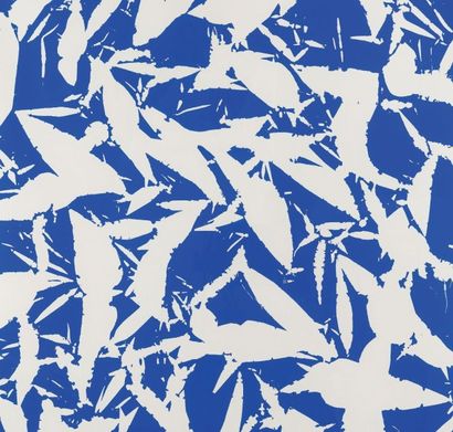 SIMON HANTAI ( 1922 - 2008) Formes bleues.
H. 63 - L. 58 cm.
Sérigraphie en couleurs....