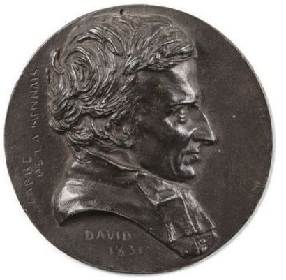 David D'ANGERS (1788-1856) «L'abbé de La Mennais»
Médaillon à patine brune, légendé,...