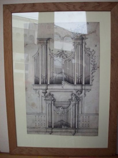 Ecole FRANÇAISE milieu du XVIIIe siècle Projet de buffet d'orgue
Plume et lavis d'encre...