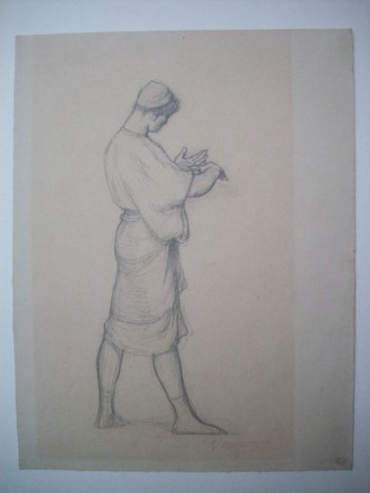 BOULANGER Gustave Jeune orientale debout
Crayon noir et sanguine. Montage.
Cachet...