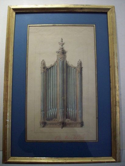 École Française du XIXe siècle Projet d'orgue
Crayon et aquarelle
H. 37 - L. 21,5...