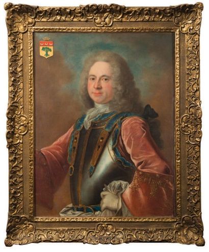 ECOLE FRANCAISE Premier tiers du XVIIIe siècle Portrait en buste de gentilhomme aux...