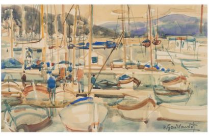 Pierre GAILLARDOT (1910-2002) Voiliers au port
Aquarelle signée en bas à droite
H....