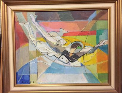 Christian d'ESPIC (1901 - 1978) Homme volant
Huile sur toile, signée en bas à gauche,...