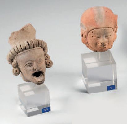 null Ensemble de quatre têtes de statuettes, culture Tumaco-La Tolita, côte méridionale...
