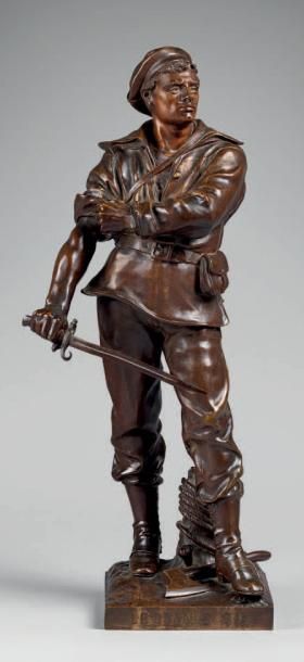 Jean-Louis GREGOIRE (1840-1890) Le branle-bas
Bronze à deux patines brunes, titré...