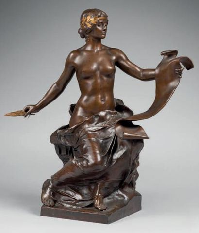Georges BAREAU (Paimboeuf, 1866 - Nantes, 1931) Allégorie de l'Histoire, vers 1900.
Bronze...