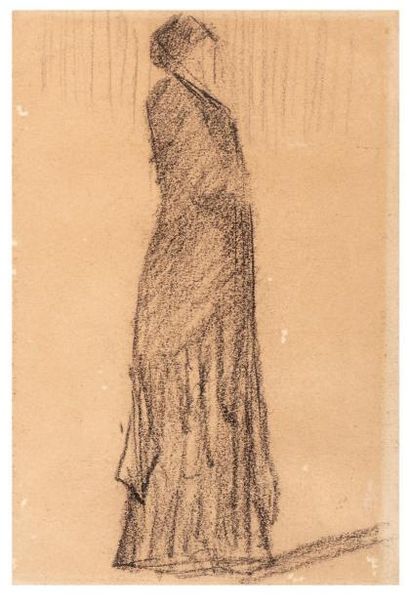 Georges Pierre SEURAT (1859 - 1891) Femme debout tournée à droite, vers 1881
Dessin...