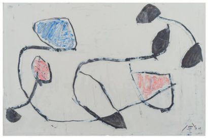 Georges FERRATO (né en 1949) Sans titre fond gris, 1989
Peinture sur papier, signée...