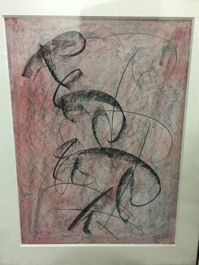 JL CEMYNT? Composition fond rose, 1992
Technique mixte sur papier signée, datée et...
