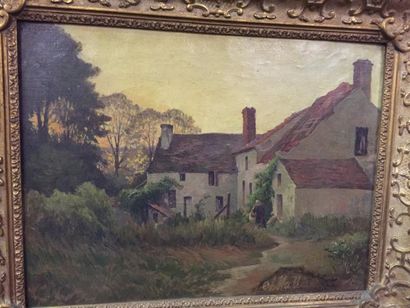 Charles HALLÉ (1867 - 1924) La ferme
Huile sur toile, signée en bas vers la droite....