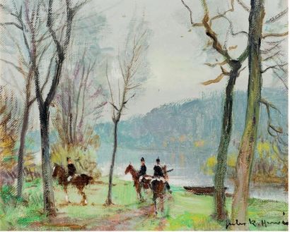 Jules-René Hervé (1887 - 1981) Trois cavaliers
Huile sur toile, signée en bas à droite...