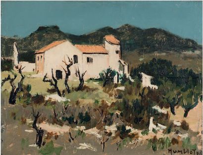 Roger HUMBLOT (1907 - 1962) La plaine des Baux, 1956
Huile sur toile, signée et datée...