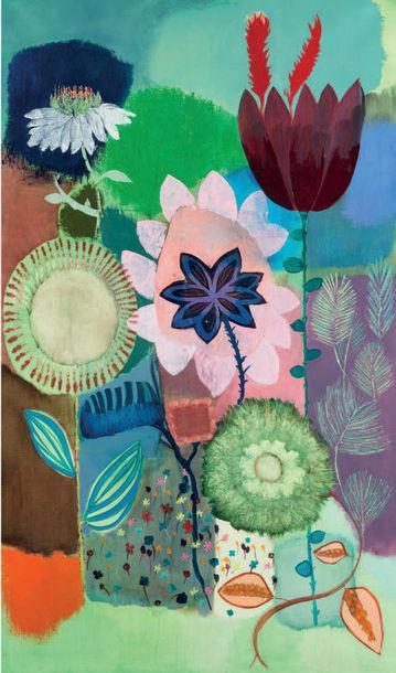 Catherine STARKMAN * Fleurs, 2014
Huile sur toile, signée et datée au dos
173 x 103...