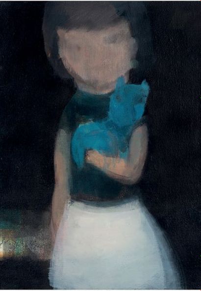 Leiko IKEMURA (Né en 1951) * With blue Miko in black, 1997
Huile sur toile, signée...