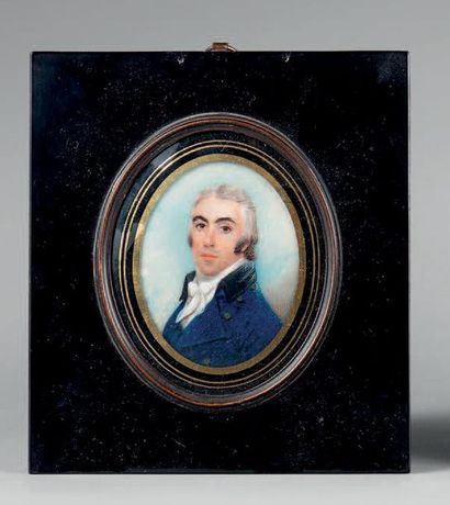 Henry BONE (1755-1834) Portrait d'homme, fond nuagé.
Miniature ovale signée et datée...