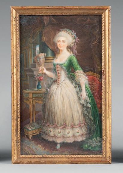 ÉCOLE FRANÇAISE vers 1780-1785 Portrait présumé de la princesse de Lamballe (1749-...