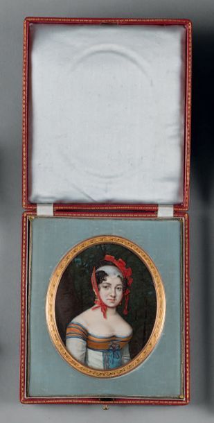 Daniel SAINT (1778-1847) Madame Pradher, rôle du Petit Chaperon rouge.
Miniature...