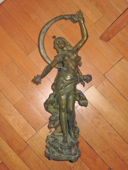 Louis Auguste Moreau (1855-1919) Nuit d'été (Salon de 1894).
Groupe en bronze à patine...