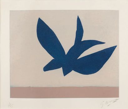 Georges BRAQUE (1882 - 1963) d'après * Oiseau bleu.
Gravure en couleurs portant la...