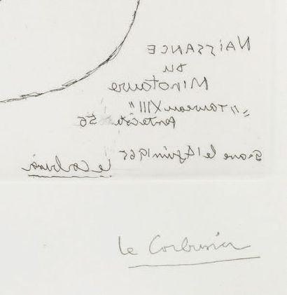 LE CORBUSIER (1887 - 1965) * Composition hauteur.
Eau-forte, épreuve numérotée 97/110...