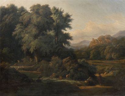 REMOND Jean-Charles-Joseph (Attribué à) (Paris, 1795 - Paris, 1875) Paysage à la...