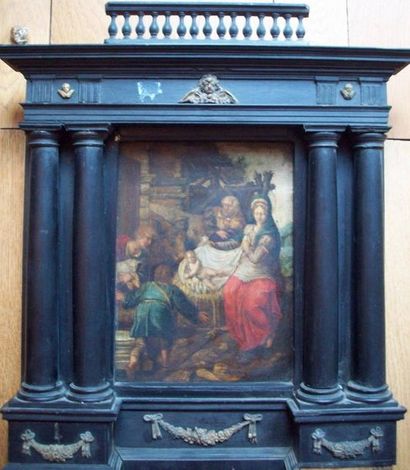 École Flamande du XVIIe siècle L'adoration des Bergers
Huile sur cuivre (ancien vernis...
