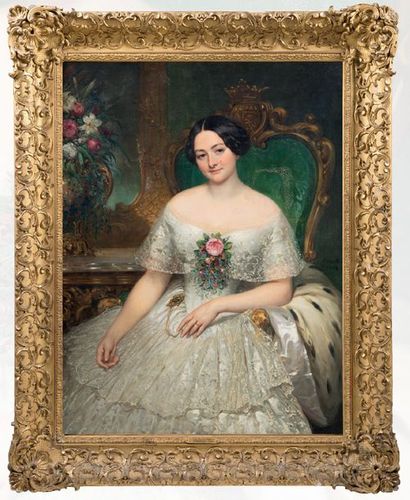 Joseph Désiré COURT (1797-1865) Portrait de femme, 1852
Huile sur toile, signée et...