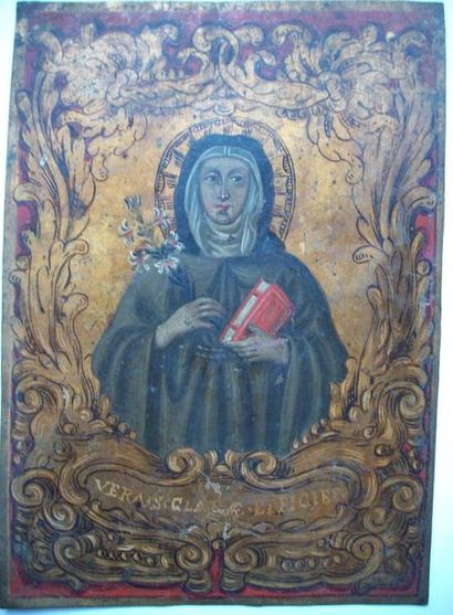 ECOLE ITALIENNE - Fin XVIIe-début XVIIIe siècle Portrait de Sainte-Claire d'Assise...