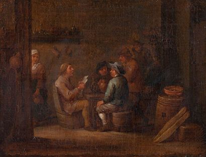 TENIERS David de (Ecole de) (1610- 1690) La lecture de la Gazette dans une taverne
Huile...