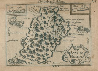 St. Helena t Eyland van S.Helena. Carte gravée sur cuivre tirée de Hand-boeck, of... Gazette Drouot