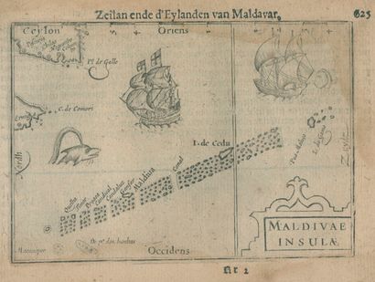 Sri Lanka. Zeilan et d'Eylanden van Maldavar. Carte gravée sur cuivre tirée de Hand-boeck,... Gazette Drouot